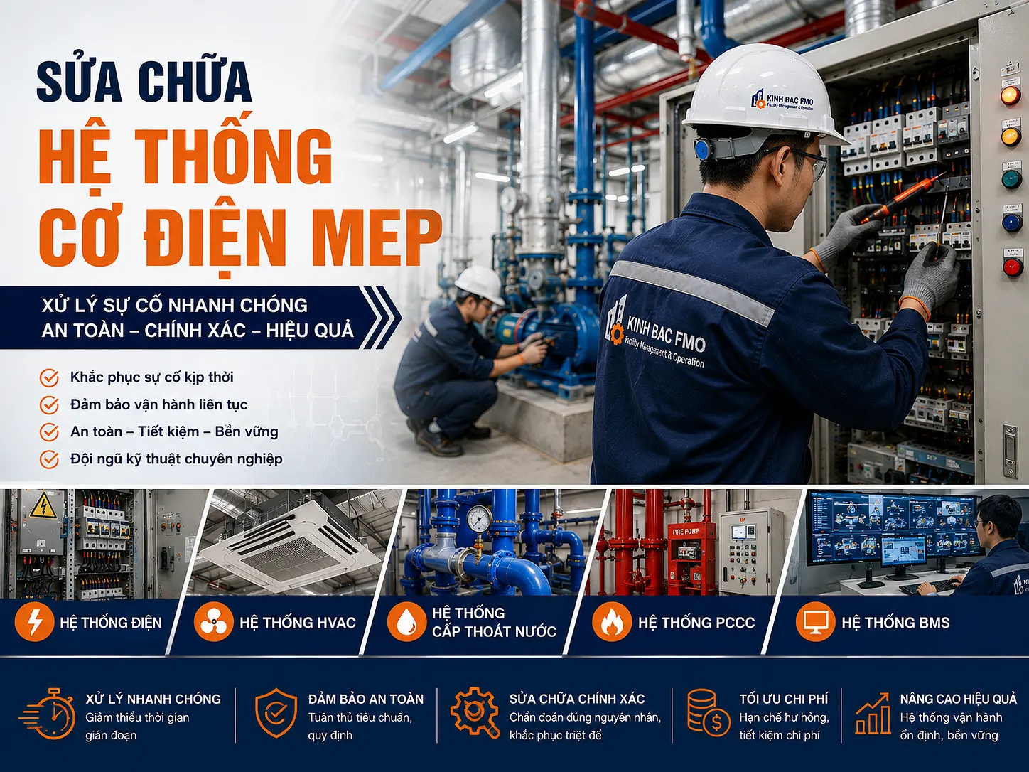 Sửa chữa hệ thống cơ điện MEP – Xử lý sự cố nhanh chóng, an toàn và hiệu quả - Ảnh 2 Sửa chữa hệ thống cơ điện MEP – Xử lý sự cố nhanh chóng, an toàn và hiệu quả